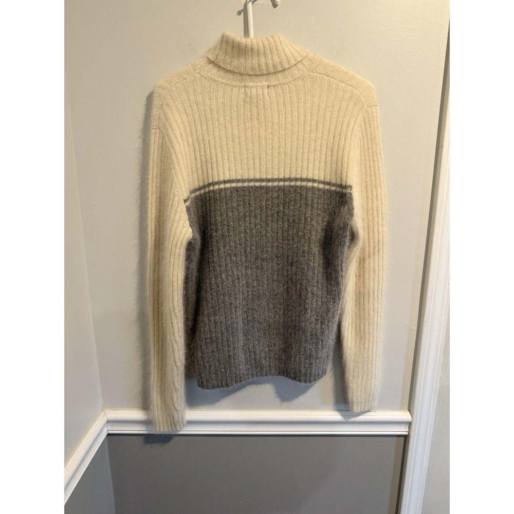 Rafaella Sweater Womens M‎ Gray ivory Rabbit Hair Lambs Wool Vintage Turtleneck - Picture 4 of 4